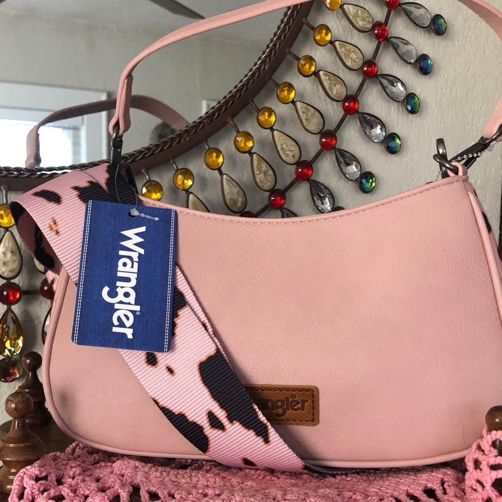 NWT Wrangler Blush Pink Shoulder/Crossbody Handbag w/Animal Print Fashion Strap